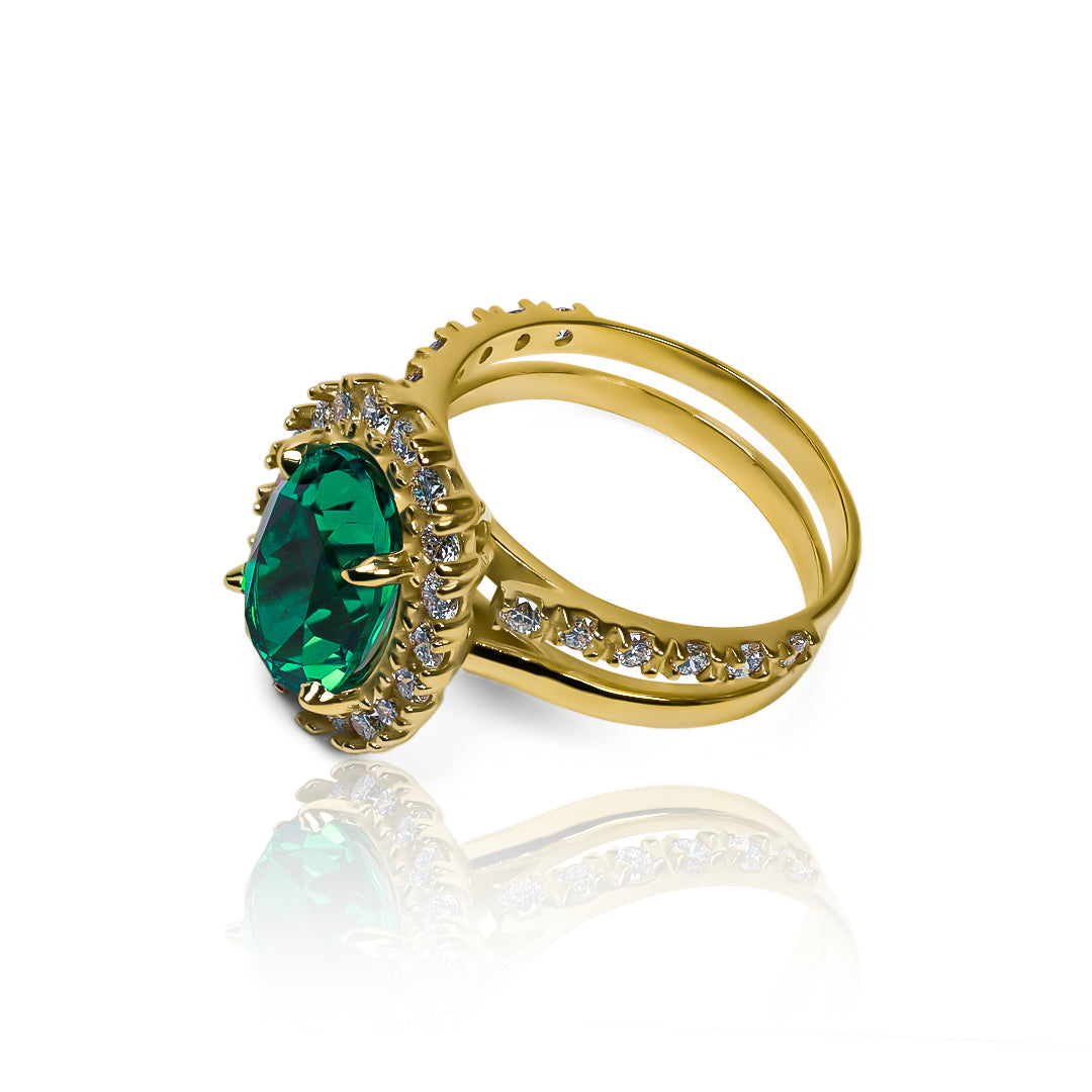 Anillo Double emerald LAB moissanitas