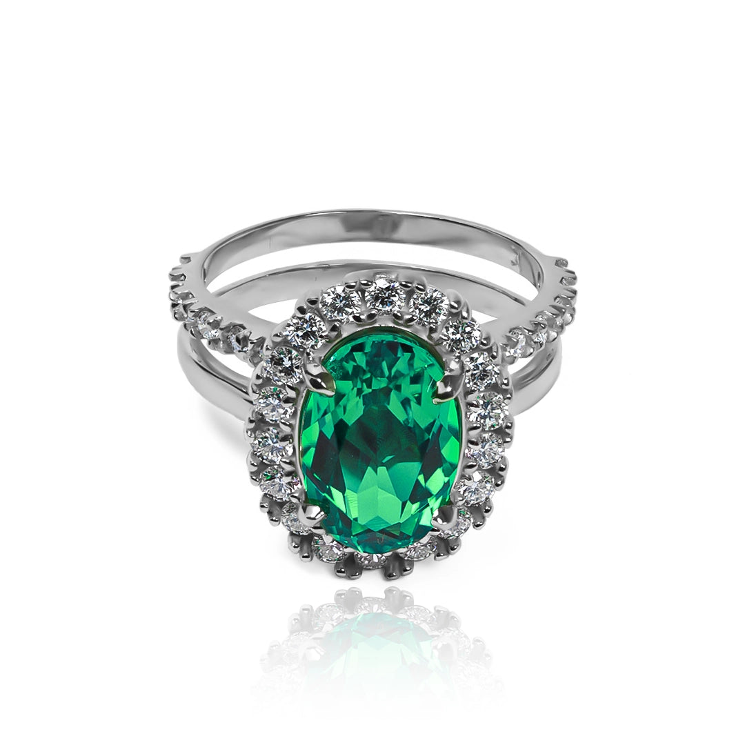 Anillo Double emerald LAB moissanitas