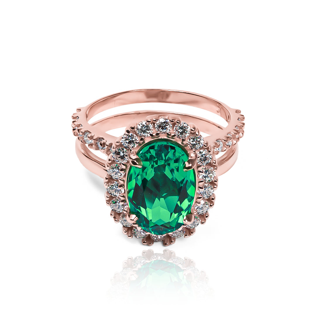 Anillo Double emerald LAB moissanitas