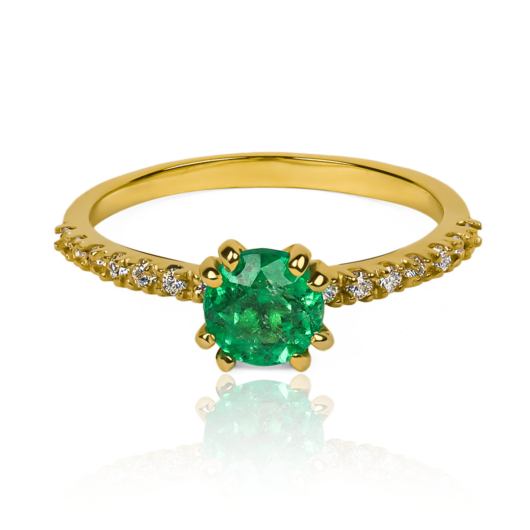 Claw Engagement Ring - Emerald