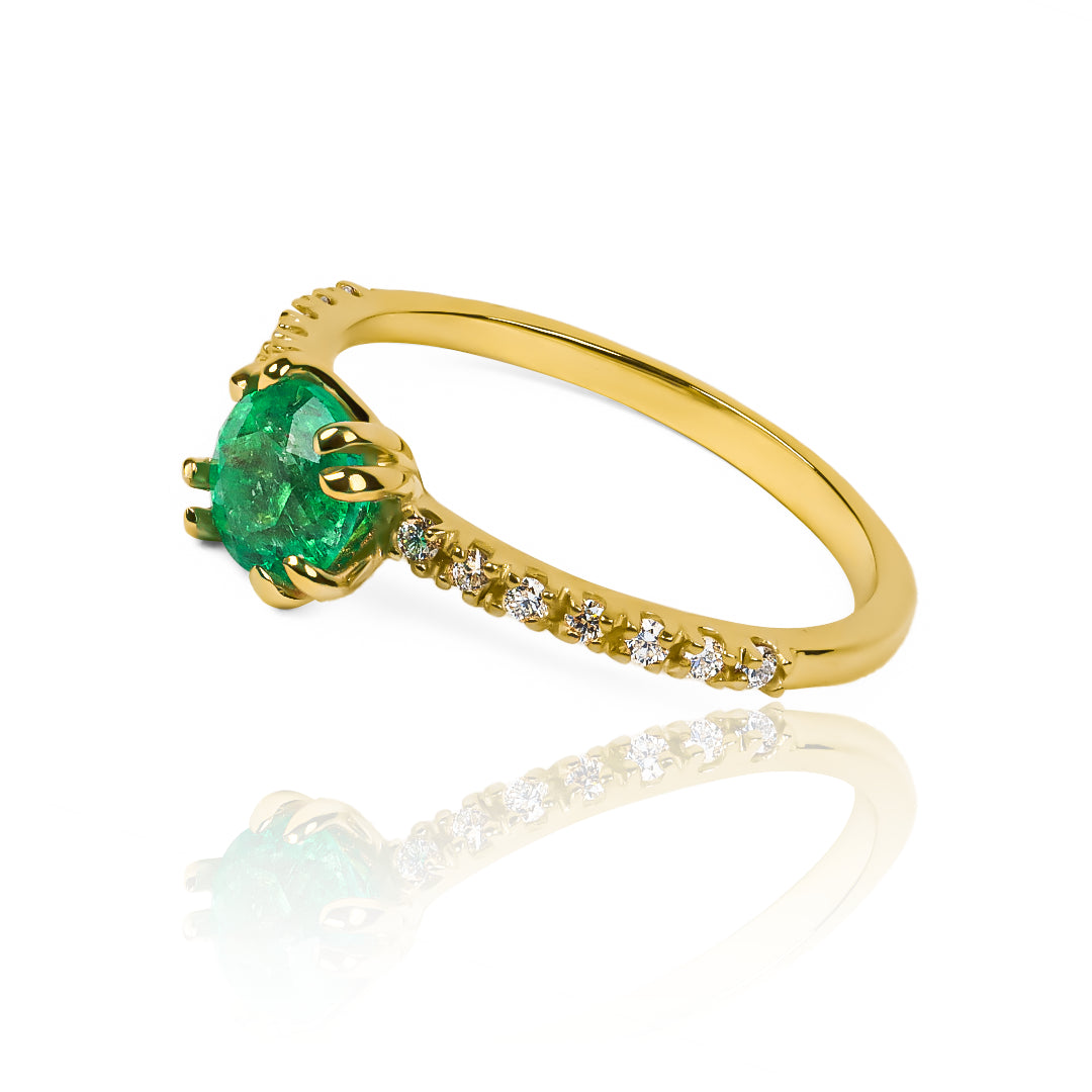 Claw Engagement Ring - Emerald