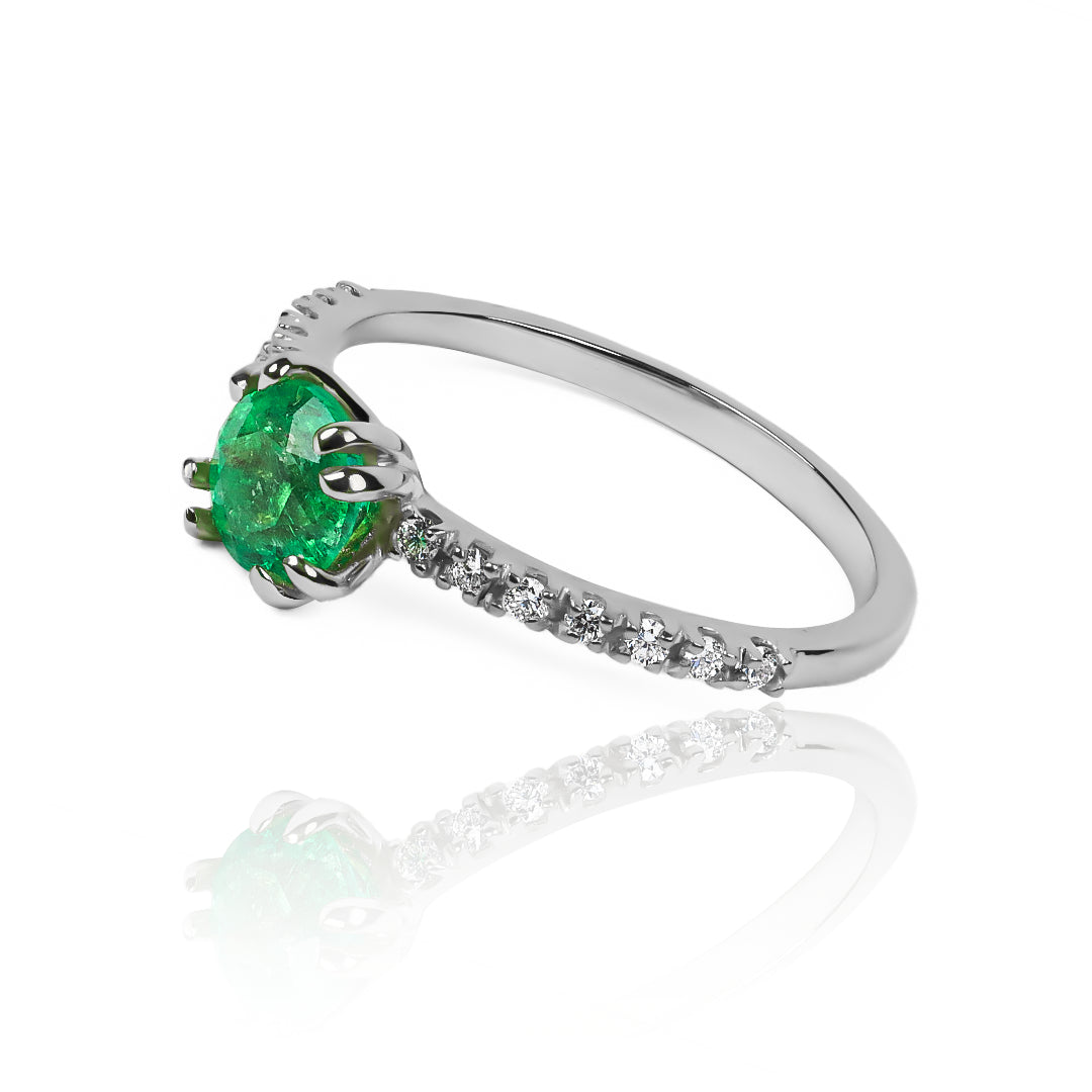 Claw Engagement Ring - Emerald
