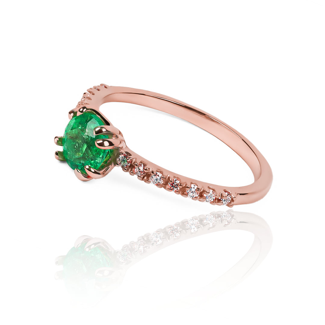 Claw Engagement Ring - Emerald