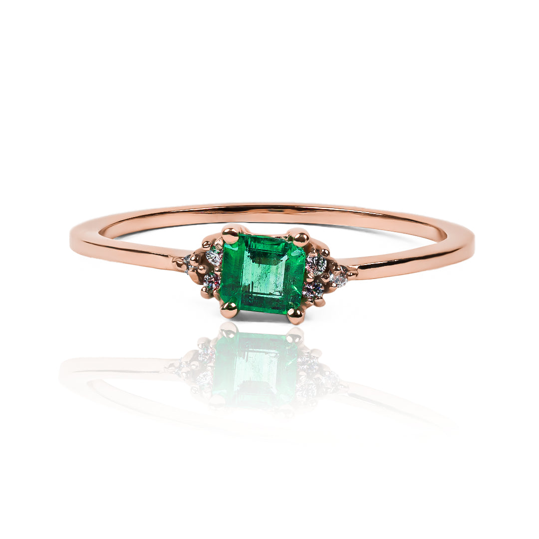 Grape inspiration emerald engagement ring