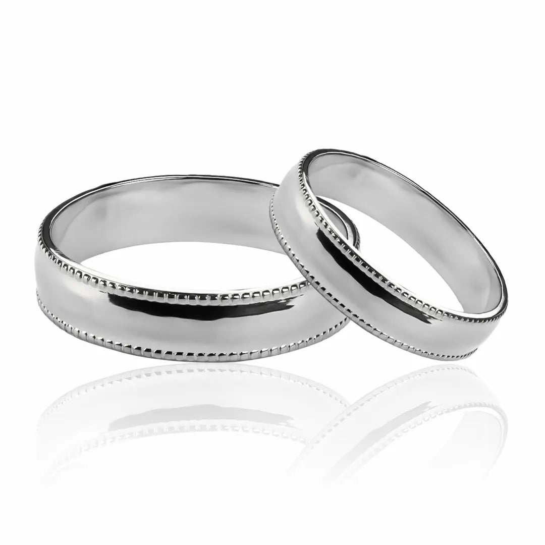 Argollas de matrimonio Masa Style, elaboradas en oro 18k por Joyería Caracas, cada argolla viene con un certificado de calidad y garantía de por vida.