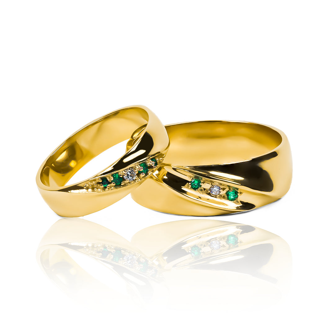 Channel crystal wedding rings