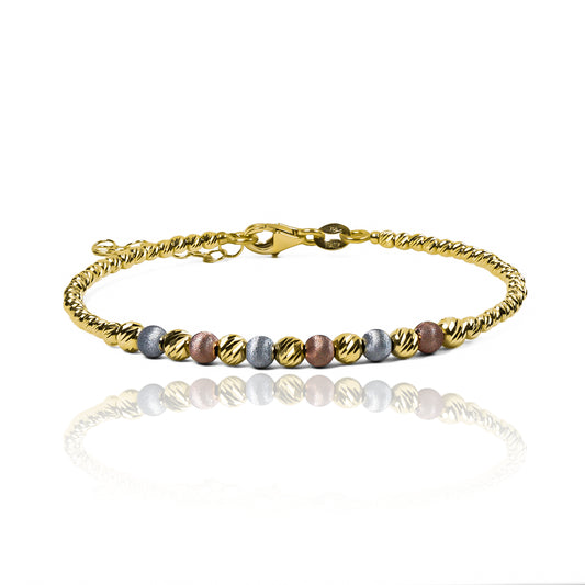 Pulsera Diamantada sin fin I 3 oros fabricadas en Oro 18K por Joyería Caracas. Además, cuenta con una garantía para toda la vida.