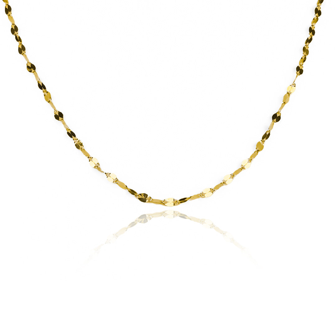 Cadena Bean Style L 40 fabricado en oro 18K de 40cm por Joyería Caracas, cuenta con certificado de calidad y garantía de por vida.