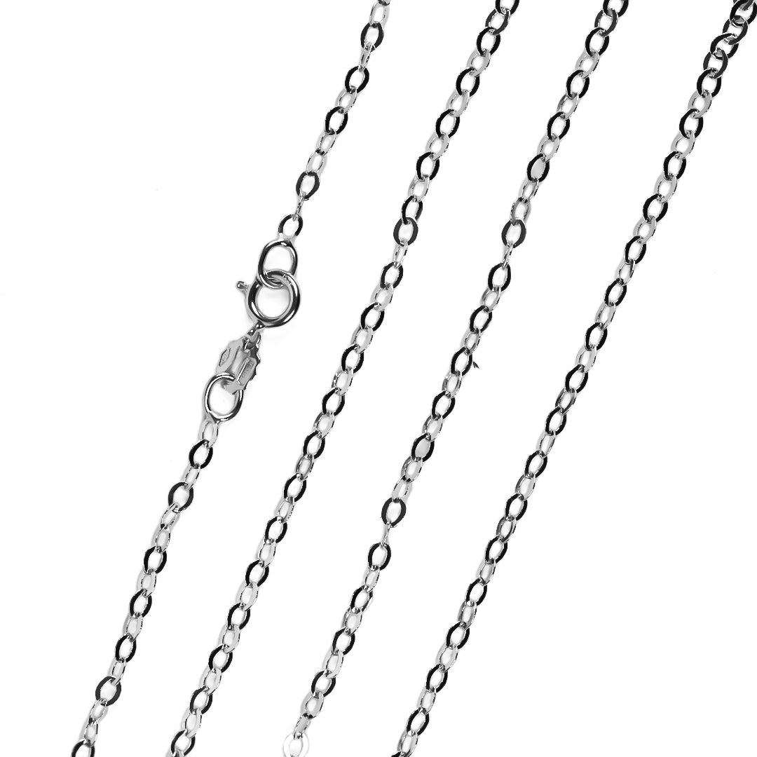 Cadena Clásica 50 white, elaborada en oro blanco de 18k por Joyería Caracas, cuenta con certificado de calidad y garantía de por vida.