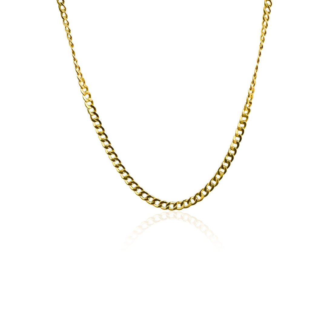Cadena Cubana E45 fabricada en oro de 18k por Joyería Caracas, cuenta con certificado de calidad y garantía de por vida.