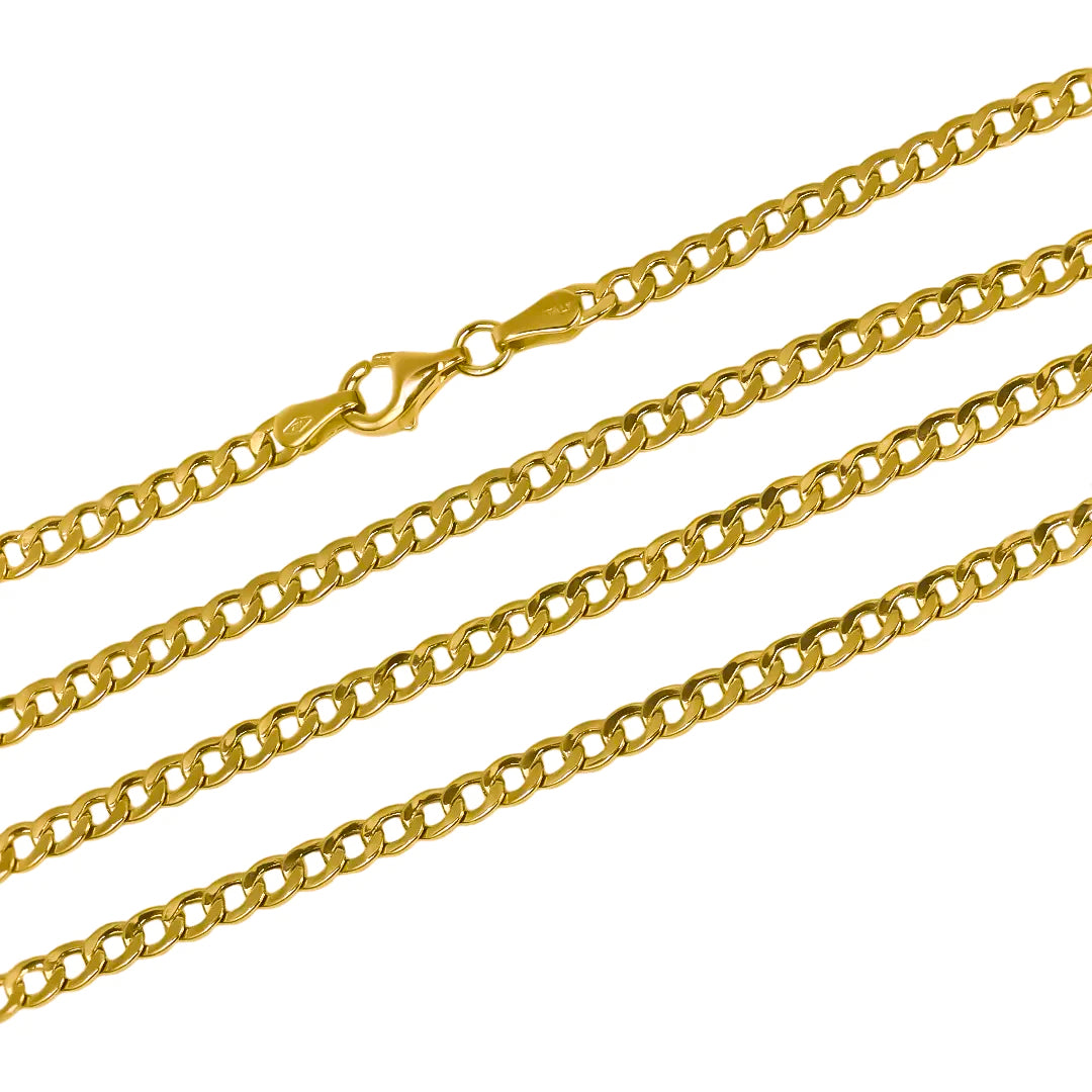 Cadena Cubana E45 fabricada en oro de 18k por Joyería Caracas, cuenta con certificado de calidad y garantía de por vida.