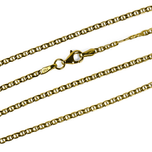Cadena escalera brillante 40 fabricada en oro de 18k por Joyería Caracas. Cuenta con un certificado de calidad y garantía de por vida.