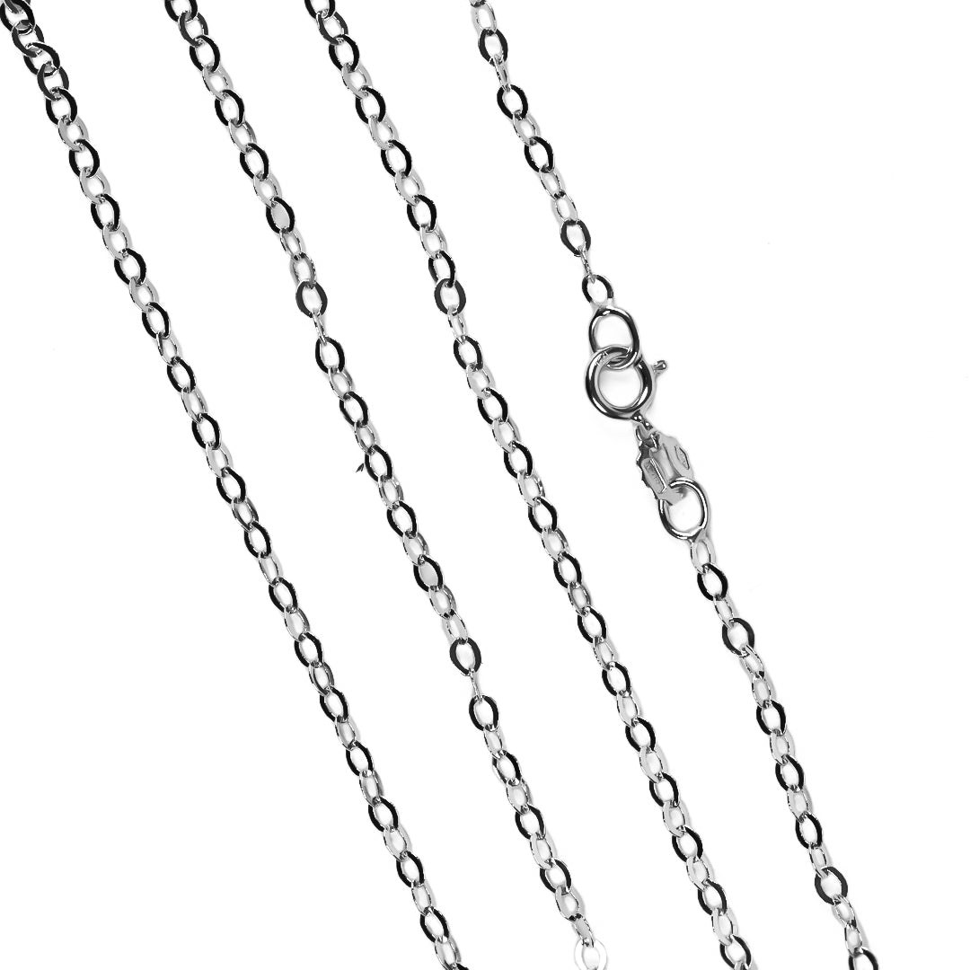 Cadena Clásica 40 white, elaborada en oro blanco de 18k por Joyería Caracas, cuenta con certificado de calidad y garantía de por vida.