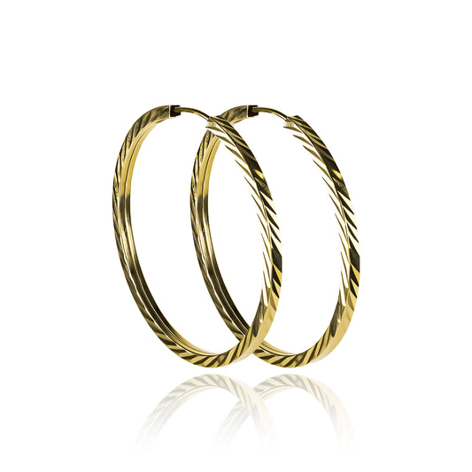 Candongas Square tube Klint L, fabricada en Oro 18K por Joyería Caracas, cuenta con certificado de calidad y garantía de por vida.