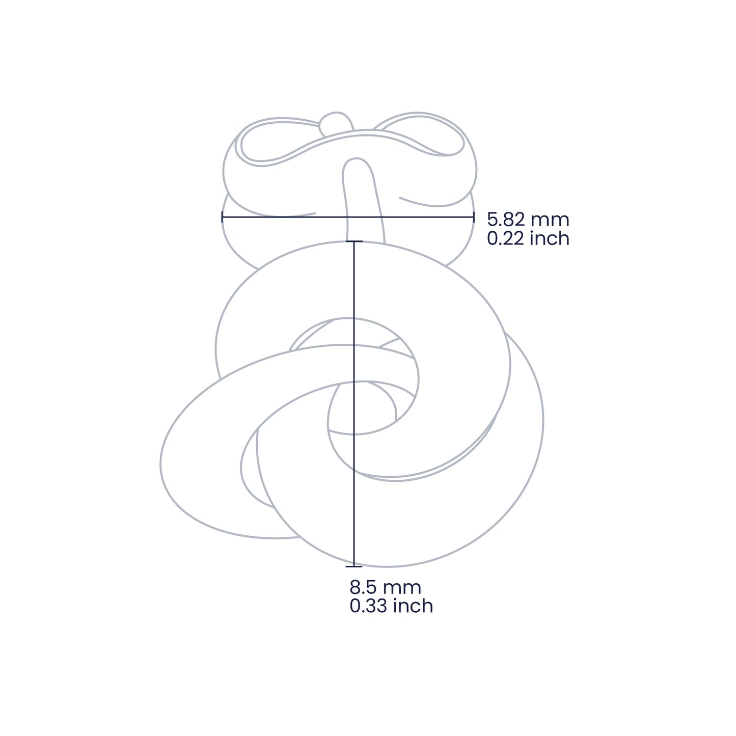 Croquis con topito en forma de flor en espiral de 8.5mm en oro amarillo de 18k hecho en la Joyería Caracas.