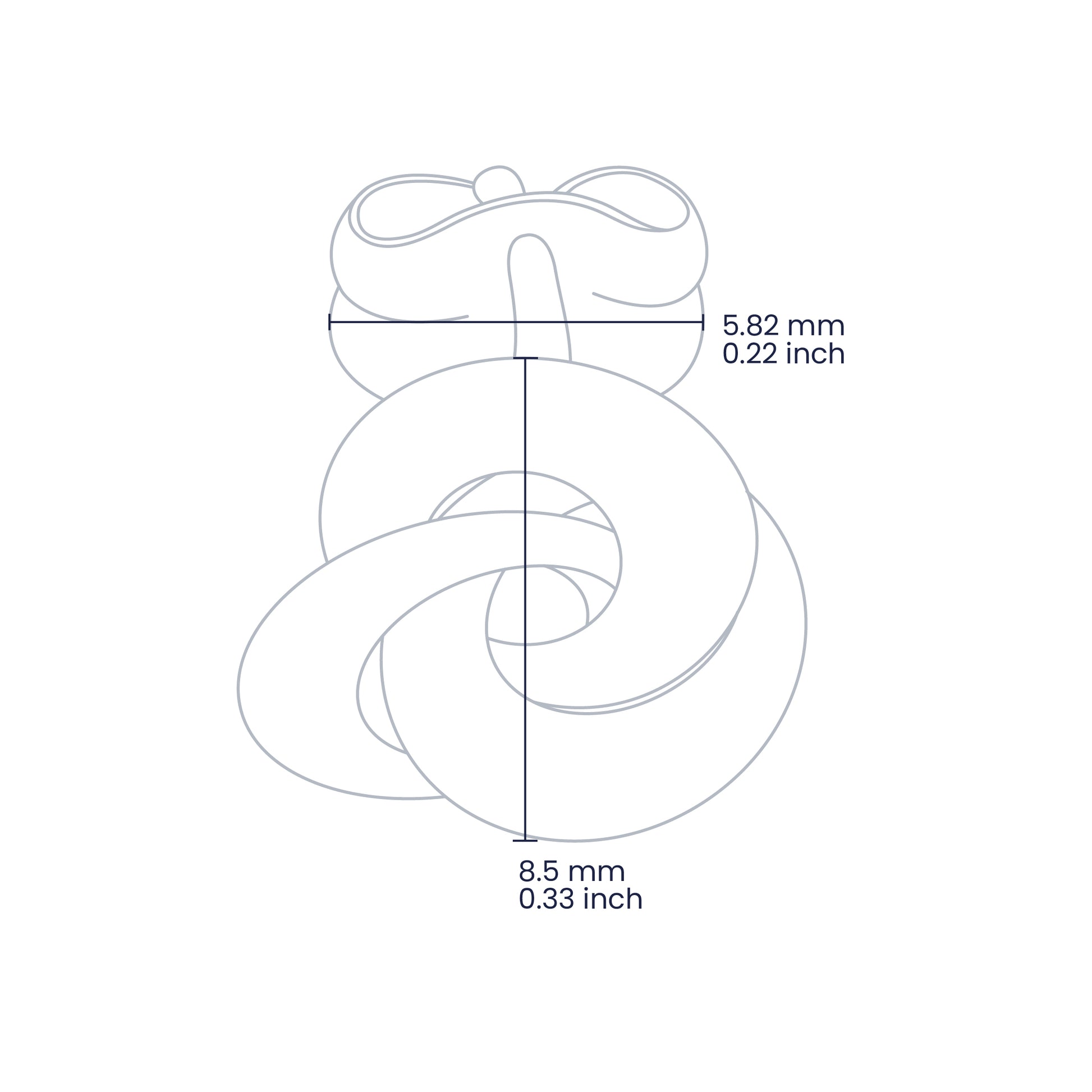 Croquis con topito en forma de flor en espiral de 8.5mm en oro amarillo de 18k hecho en la Joyería Caracas.