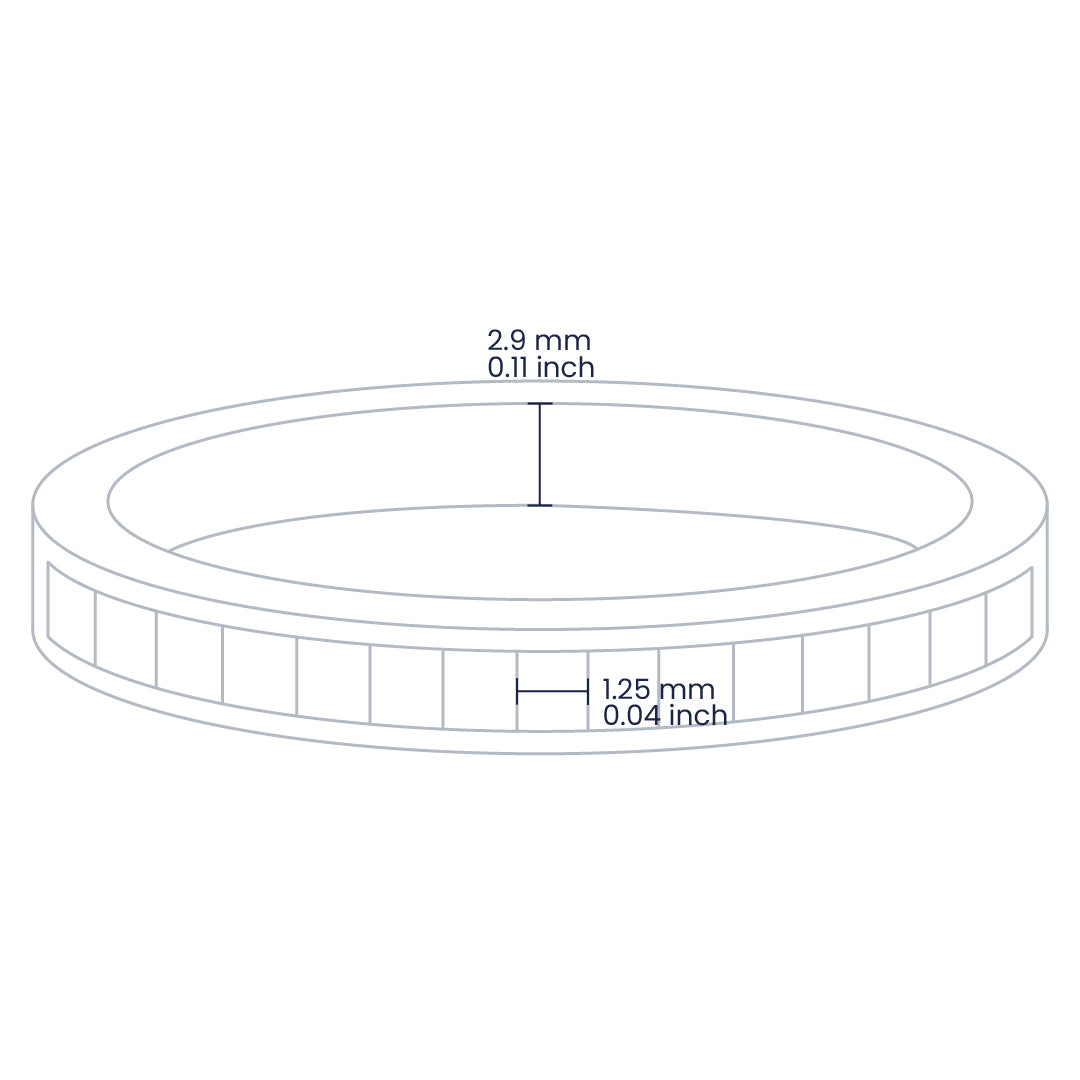 Croquis de un anillo en oro amarillo de 18 quilates con cristales cuadrados de color blanco de Joyería Caracas. 