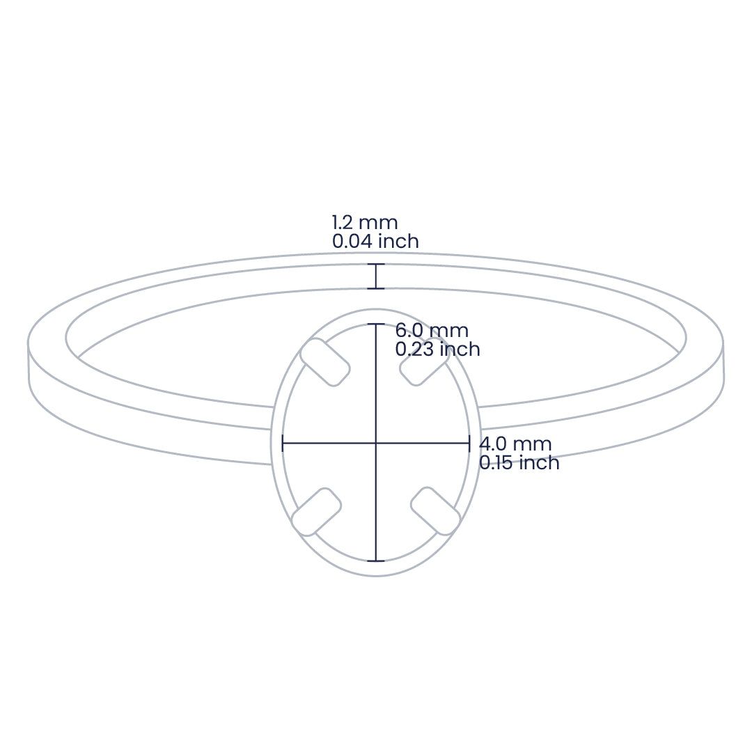 Croquis de un anillo en oro amarillo de 18 quilates con cristal ovalado de color blanco de Joyería Caracas. 
