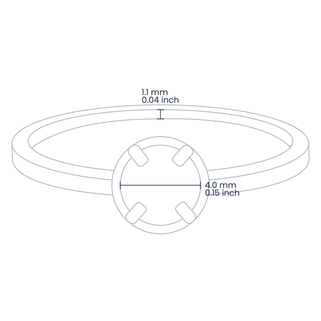 Croquis de un anillo en oro amarillo de 18 quilates con cristal redondo de color verde de Joyería Caracas. 