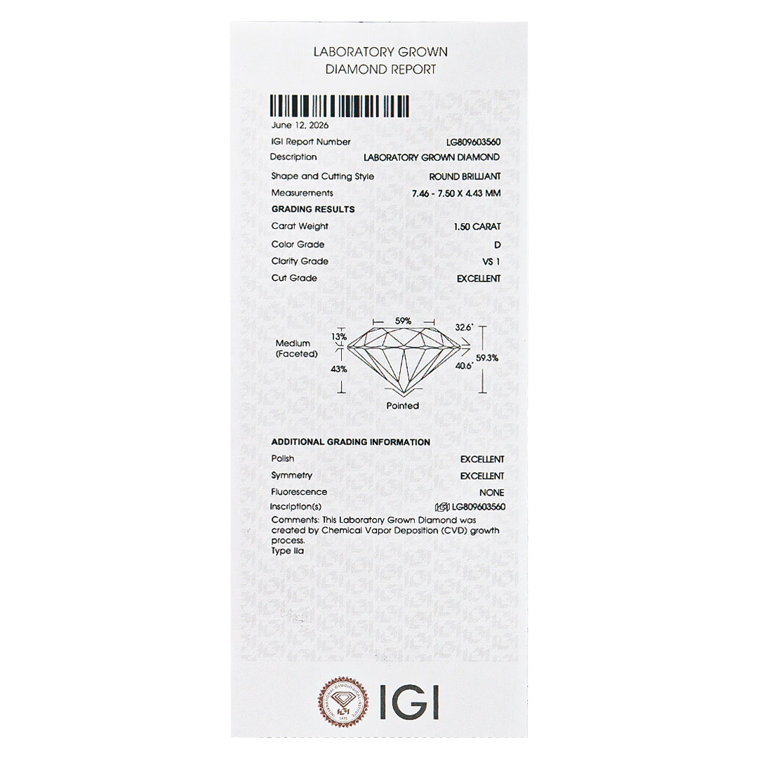 Diamante de Laboratorio Round Brillant 1.5CT
