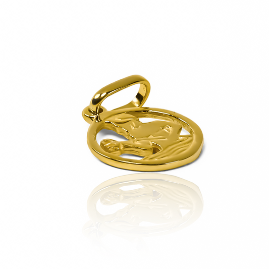Dije Acuario en oro 18K, elaborado por la prestigiosa marca Joyería Caracas. Con su garantía de por vida.