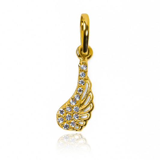 Dije Ala calada cristal, hecho de oro 18K, es una pieza exclusiva de Joyería Caracas. Cuenta con garantía de por vida. 