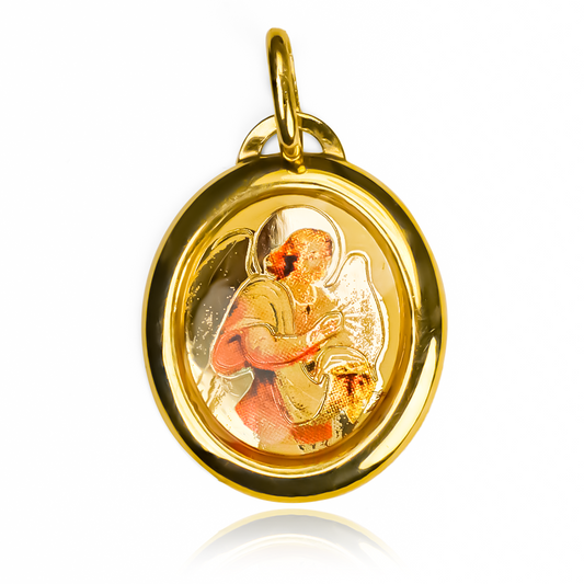 Dije Arcángel Uriel I. Con su impresionante diseño en oro 18K, esta pieza de Joyería Caracas, cuenta con garantía de por vida. 