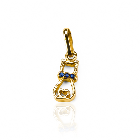 Dije Cat love cristal blue JT. Este delicado dije de Oro 18K es una joya de Joyería Caracas, que garantiza su calidad y durabilidad de por vida.