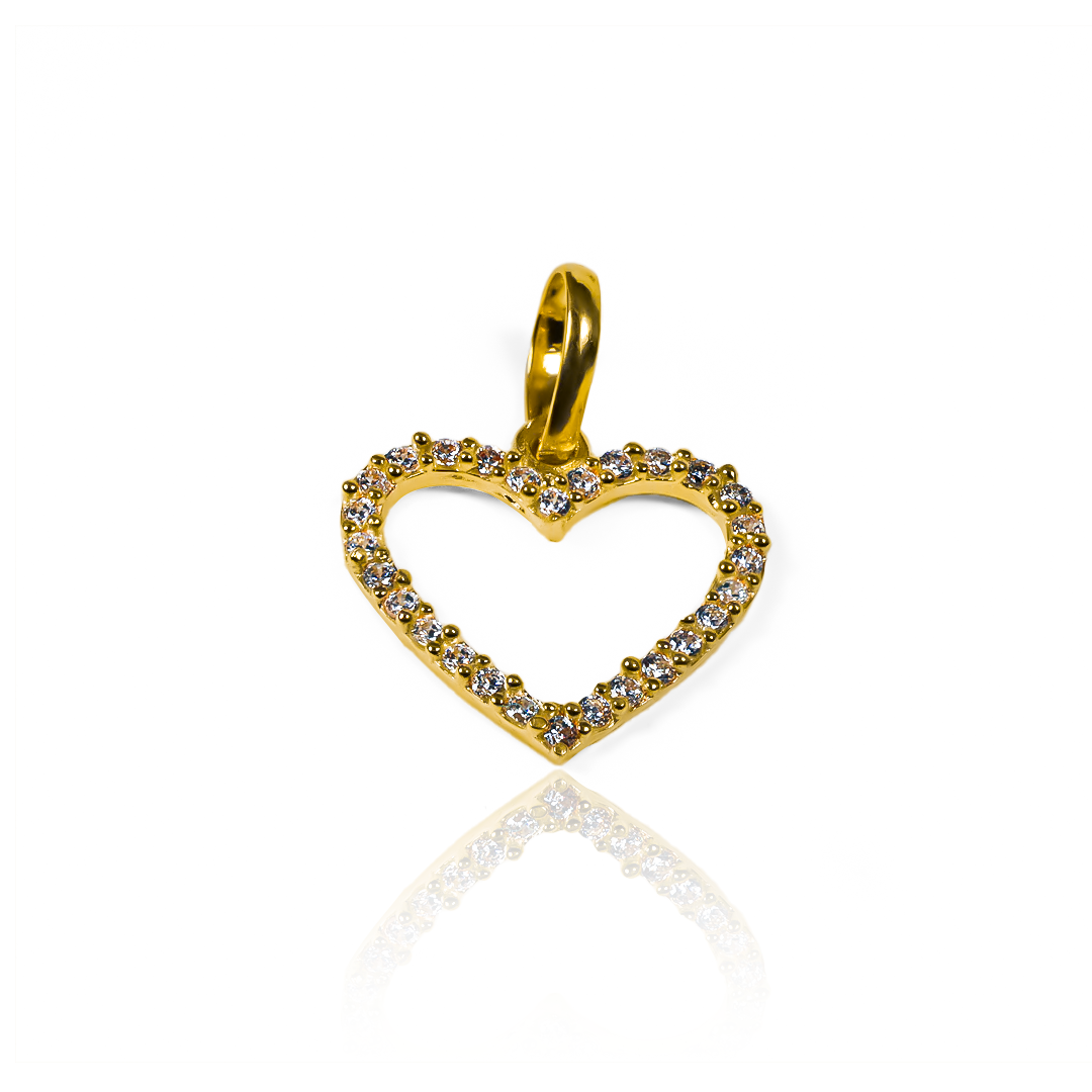 Dije Corazón con cristales M -JT. Hecho con Oro 18K de la prestigiosa Joyería Caracas, cuenta con garantía de por vida. 