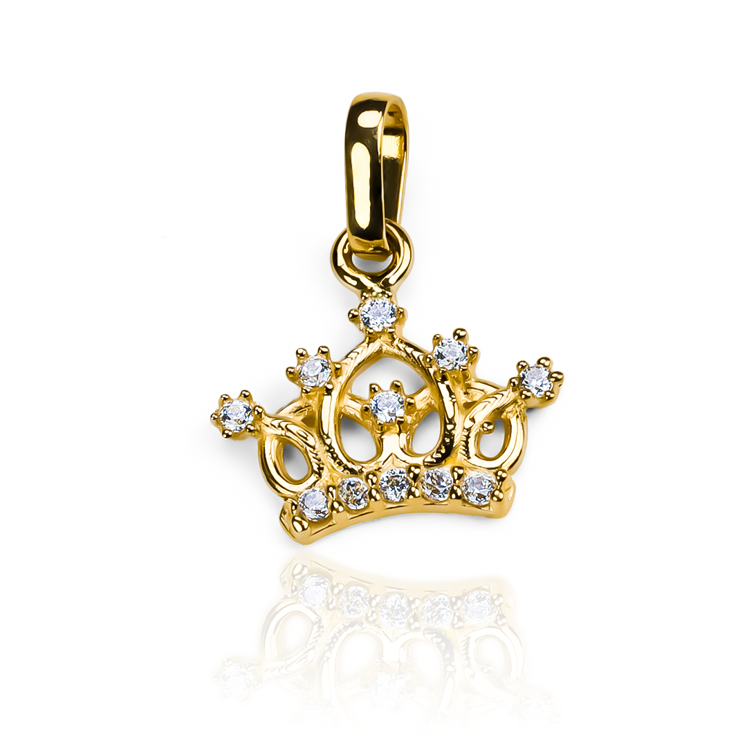 Dije Corona inglesa JT. Hecho de oro 18K y con la garantía de Joyería Caracas para toda la vida.
