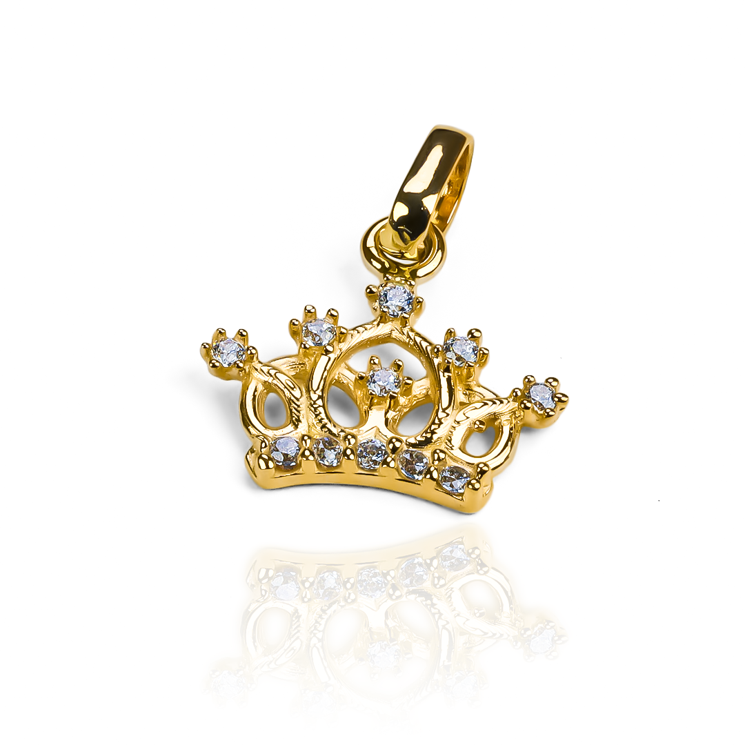 Dije Corona inglesa JT. Hecho de oro 18K y con la garantía de Joyería Caracas para toda la vida.