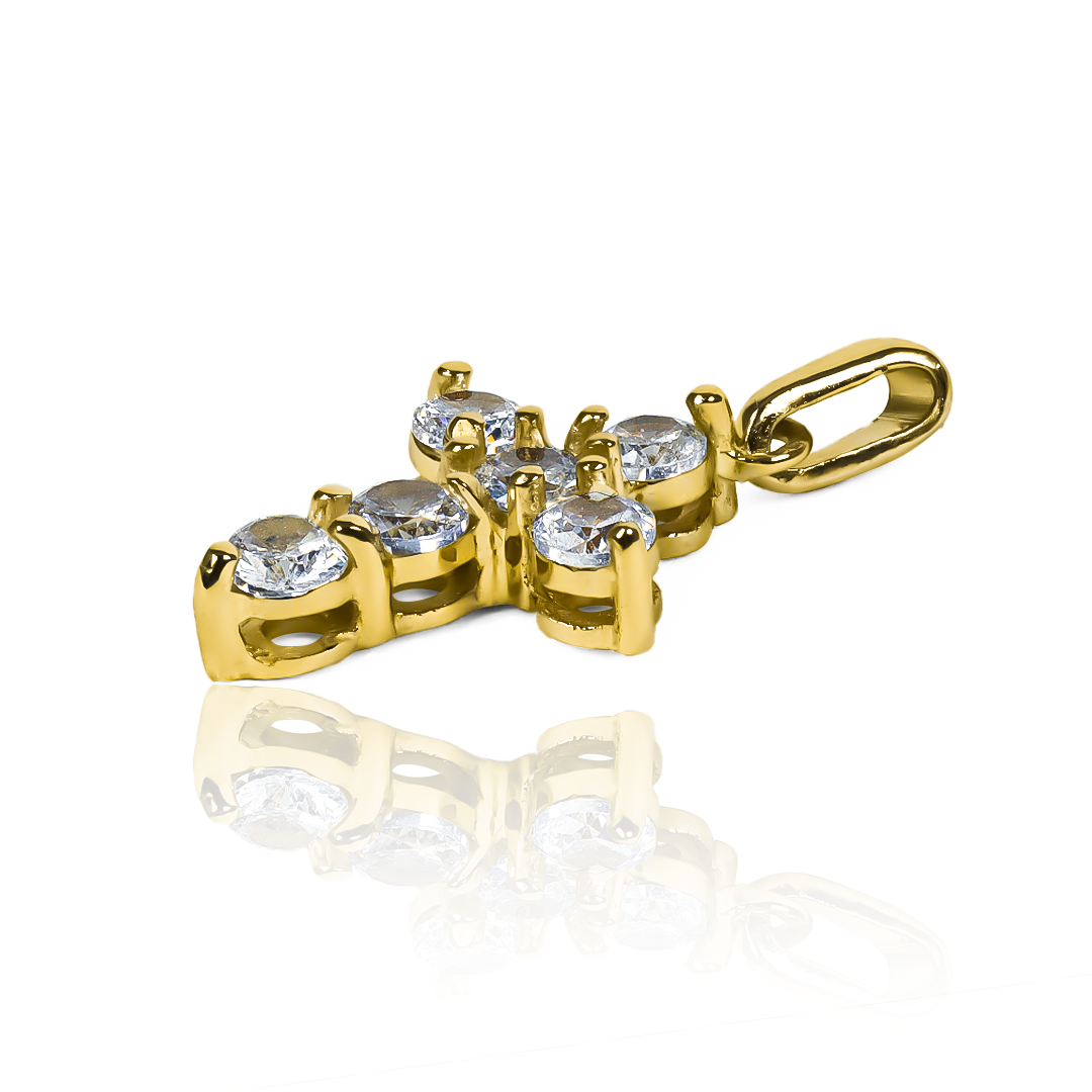 Dije Cruz Centelleante JC, Fabricado con Oro 18K, esta joyería de lujo de Joyería Caracas, cuenta con garantía de por vida. 
