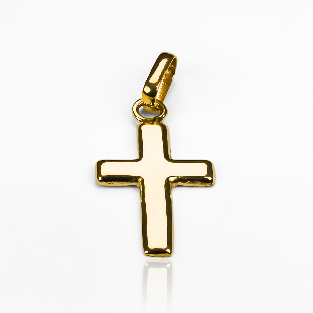 Dije Cruz L JT de oro 18K, de la prestigiosa Joyería Caracas. Garantía para toda la vida incluida.