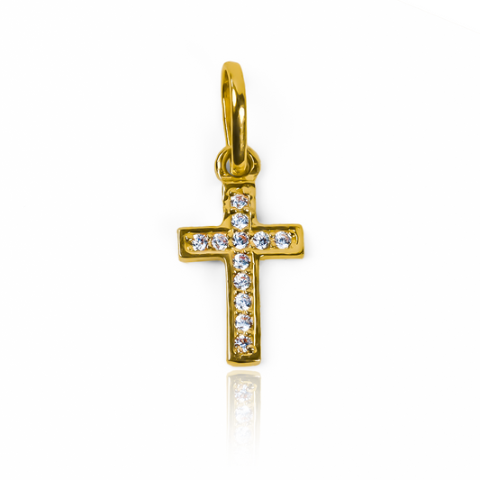 Dije Cruz carré L JT, una joya de oro 18K de la prestigiosa Joyería Caracas. Con garantía para toda la vida.