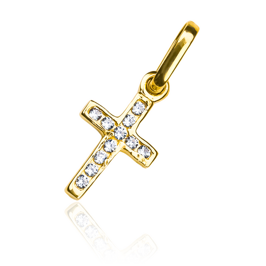 Dije Cruz cristal carre. Hecho con oro 18K y elaborado por Joyería Caracas, este dije exclusivo te acompañará para siempre. Con garantía de por vida.