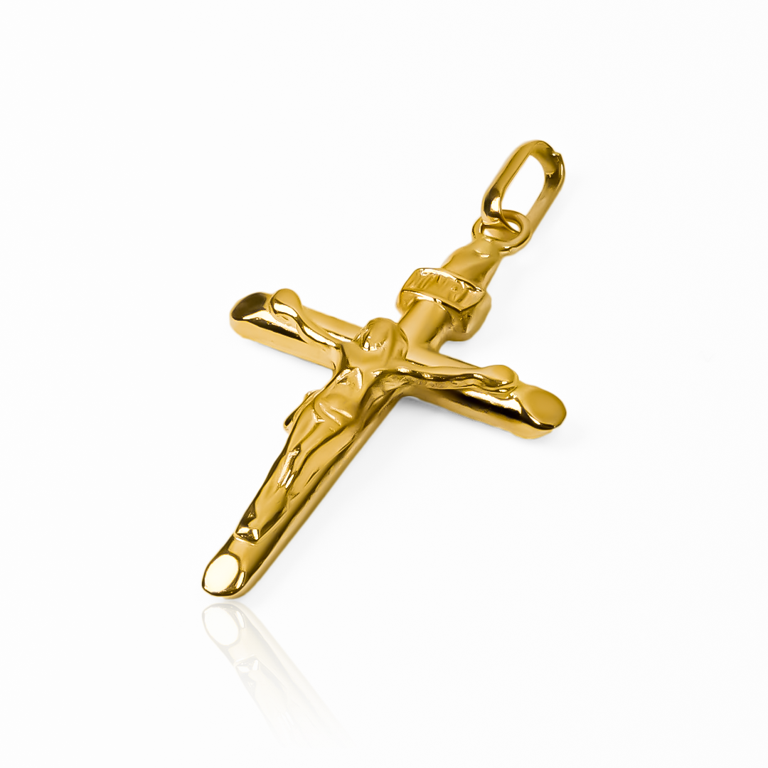 Dije Cruz cristo tubo JT. Hecho de Oro 18K y diseñado por Joyería Caracas, este dije ofrece una garantía para toda la vida.