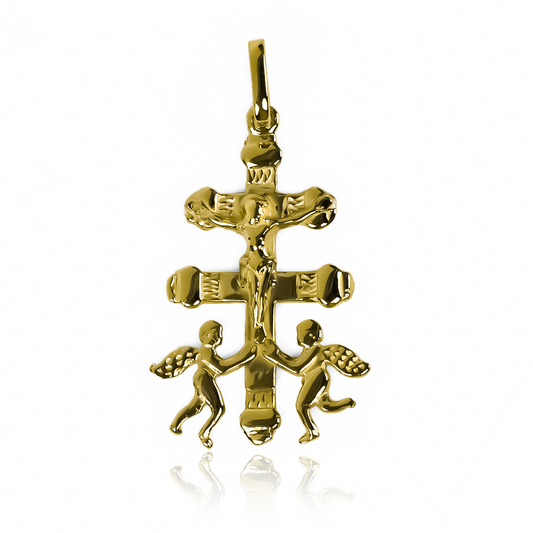 Dije Cruz de Caravaca. Hecho de Oro 18K por los joyeros expertos de Joyería Caracas, cuenta con garantía de por vida. 