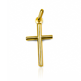 Dije Cruz de tubo MI. Confeccionado en Oro 18K por la exclusiva Joyería Caracas, cuenta con garantía de por vida. 