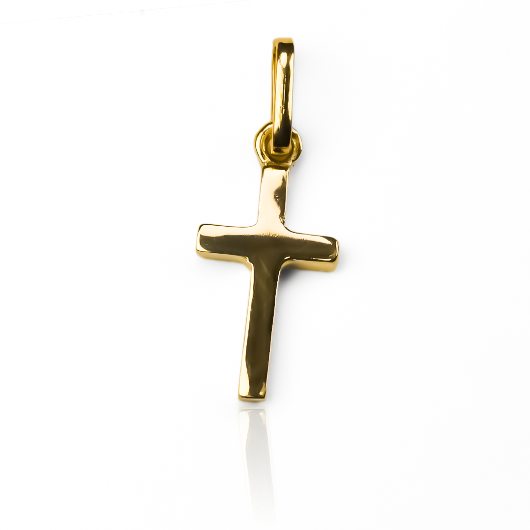 Dije de Cruz lisa están elaborados en oro 18K de la prestigiosa Joyería Caracas. Con garantía para toda la vida.