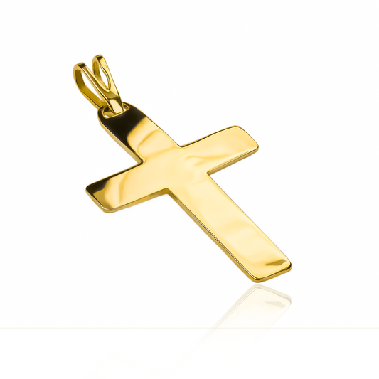 Dije Cruz lisa L JC es una pieza de joyería exclusiva de Joyería Caracas, elaborada con Oro 18K y garantía para toda la vida.