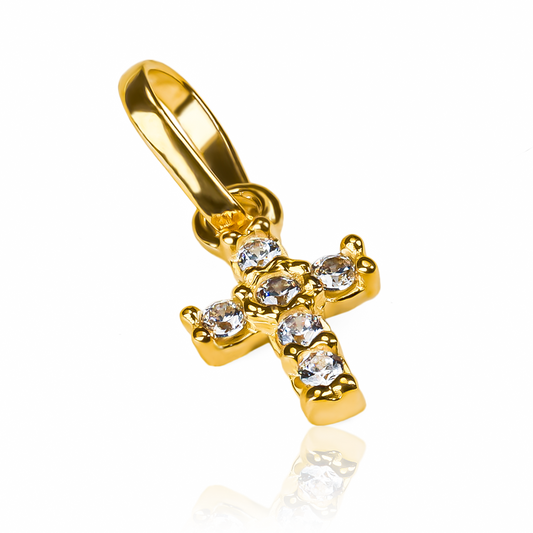 Dije Cruz cristales SS JT en Oro 18K de Joyería Caracas es un accesorio de lujo imprescindible. Cuenta con garantía de por vida. 