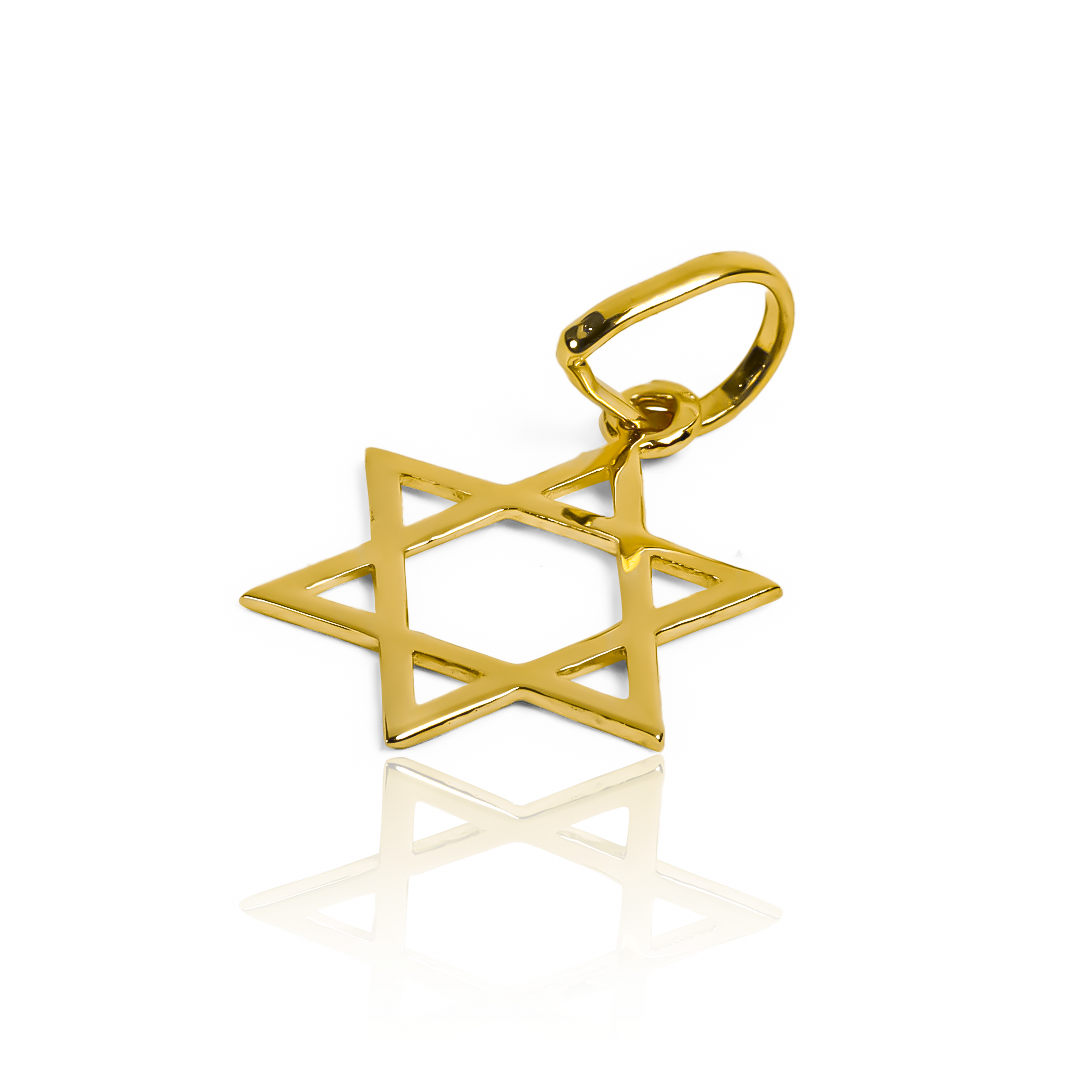 Dije Estrella David ss I, con un deslumbrante diseño en oro 18K de Joyería Caracas. Con garantía para toda la vida.