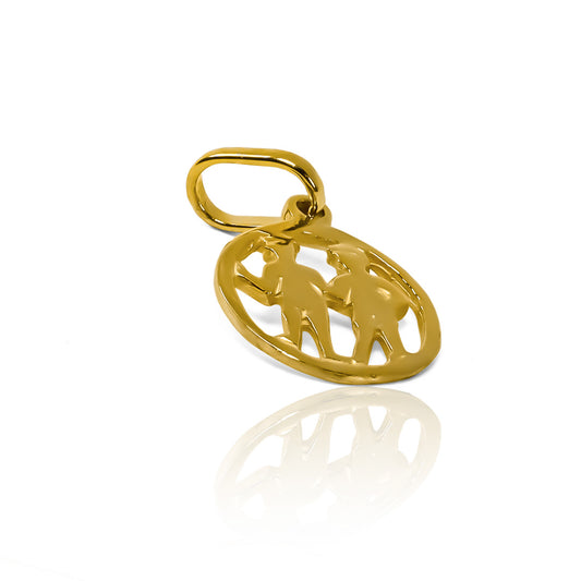 Dije Géminis, elaborado en elegante oro 18K y diseñado por la prestigiosa Joyería Caracas. Con garantía de por vida.