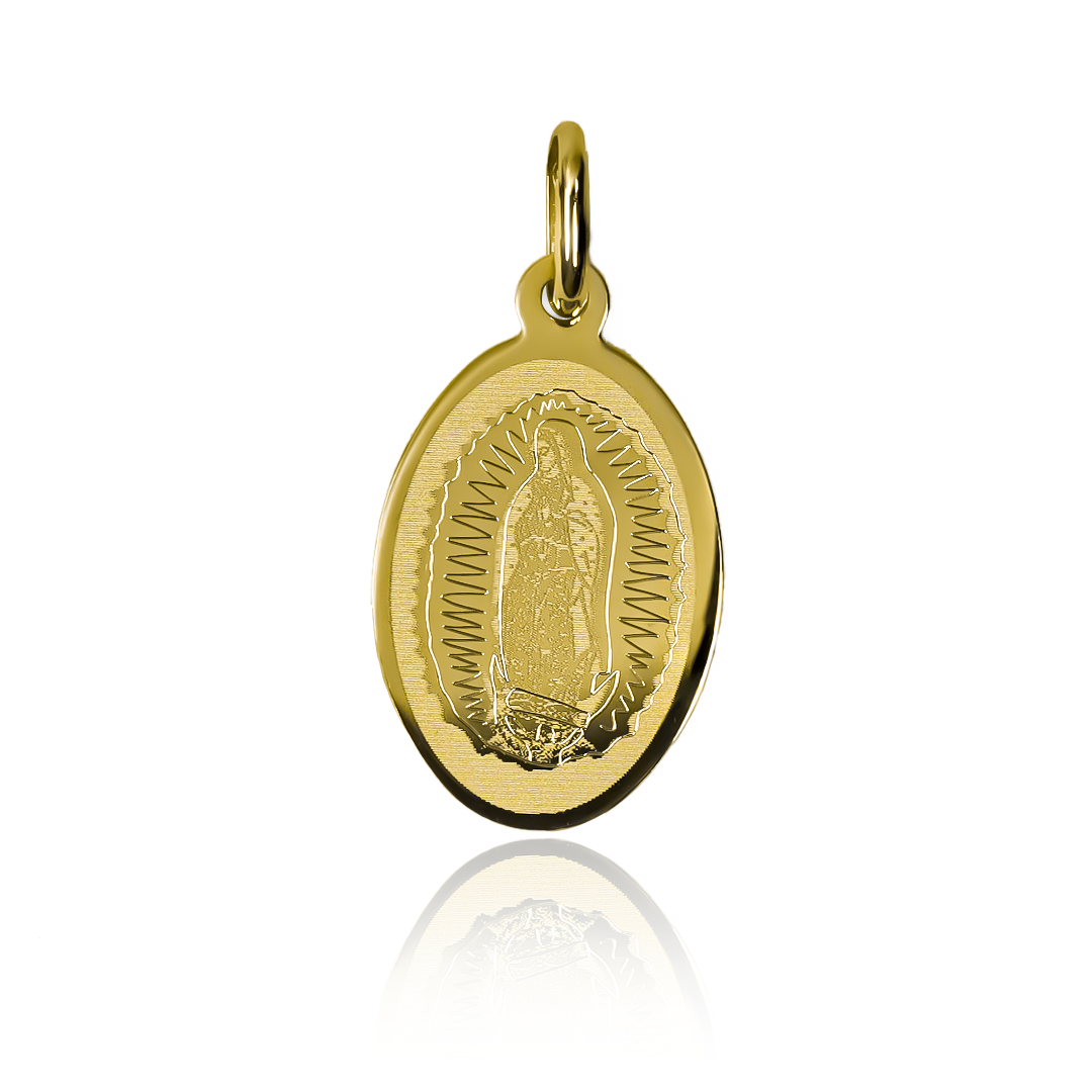 Dije Guadalupe Laser M I. Fabricado en oro 18K por Joyería Caracas, cuenta con garantía de por vida. 