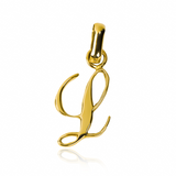 Dije Letra L cursiva Classic JC. Hecho de oro 18K de la más alta calidad, esta joya de Joyería Caracas, cuenta con garantía de por vida. 