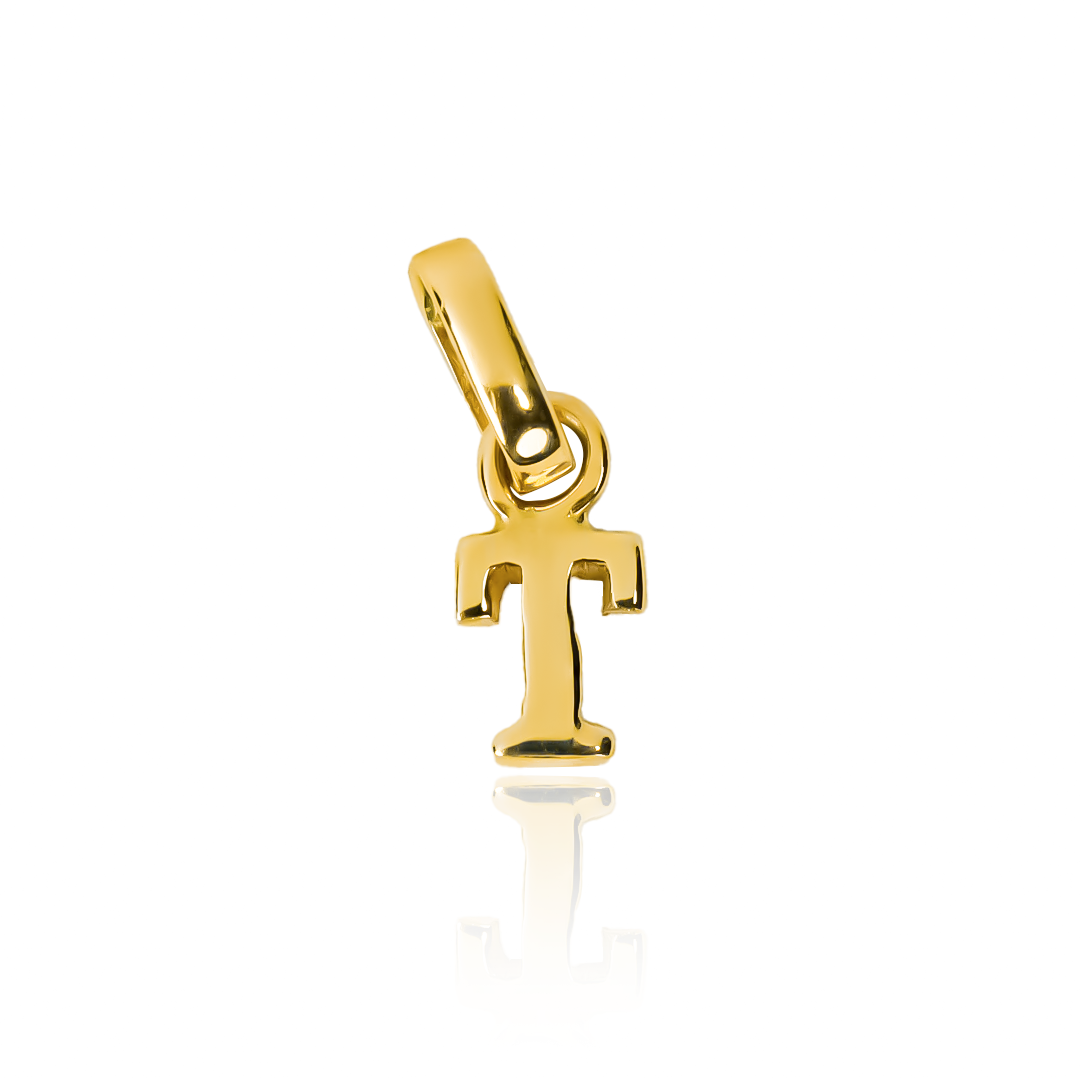 Dije Letra T mini JC. Hecho en Oro 18K de la famosa Joyería Caracas, cuenta con garantía de por vida. 