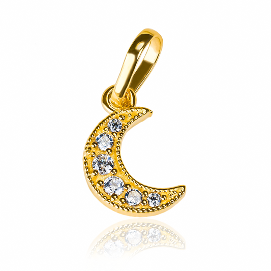 Dije Luna de cristal acanalada JT te transportará a un mundo de lujo. Fabricado en Joyería Caracas en oro 18k, cuenta con garantía de por vida. 