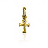 Dije de la marca JT destaca por su elegante mini cruz egipcia en oro 18K. Confeccionado por Joyería Caracas, su garantía para toda la vida asegura su calidad y durabilidad.