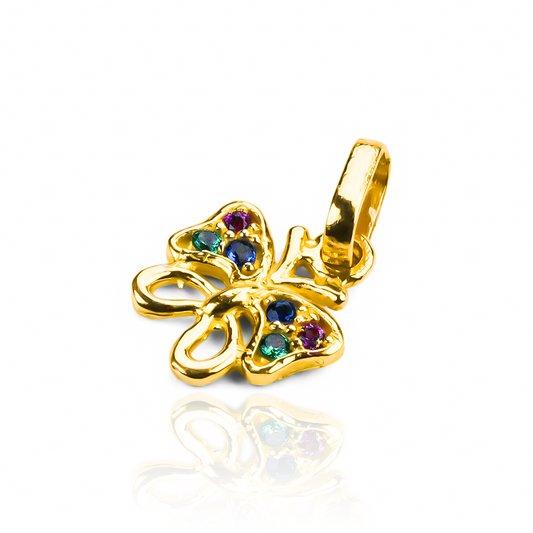 Dije Multicolor butterfly hecho en oro 18K de la prestigiosa Joyería Caracas. Con la garantía para toda la vida.