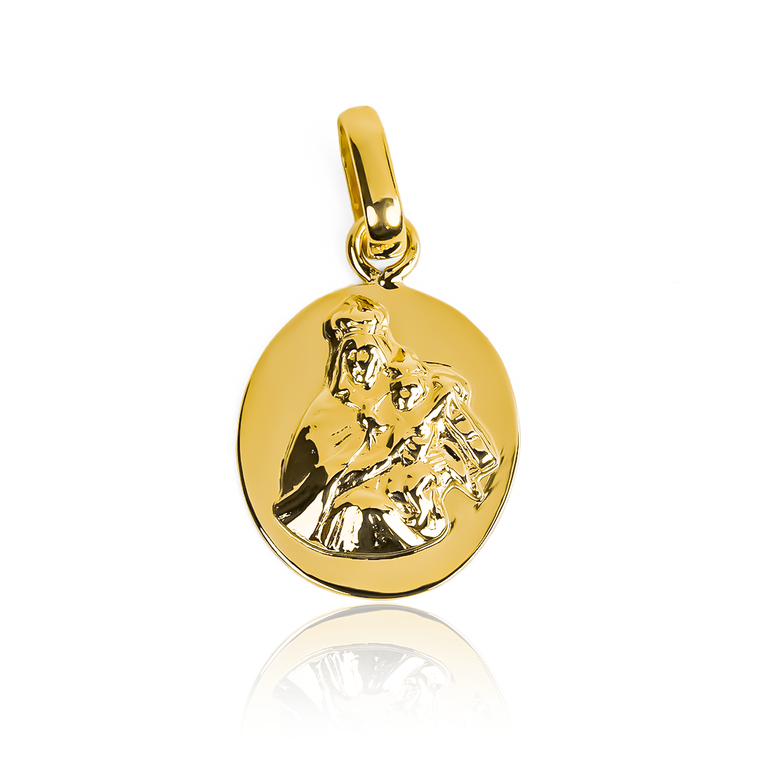 Dije Placa virgen del Carmen JC hecho con Oro 18K de Joyería Caracas. Con una garantía para toda la vida.